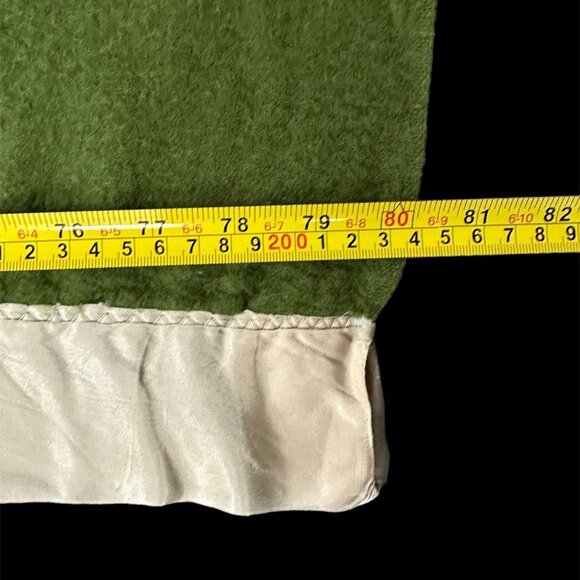 Vintage Satin Trim Blanket Army Green Tan Retro 80 by 80 Bedspread Retro Cabin - Picture 10 of 10